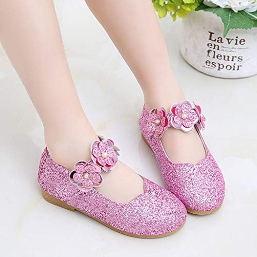 Обувки на Принцеса за Момиченца,Jchen/Детски Ежедневни Обувки на Принцесата с цветя модел и пайети за Малки Момичета от 1 до 12 години