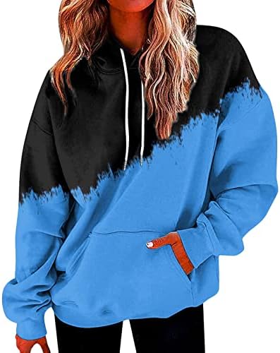 Дамски Свободна Hoody С Качулка, Ежедневни Цветна Hoody С Дълъг Ръкав На съвсем малък И Джобове, Пуловер с цип