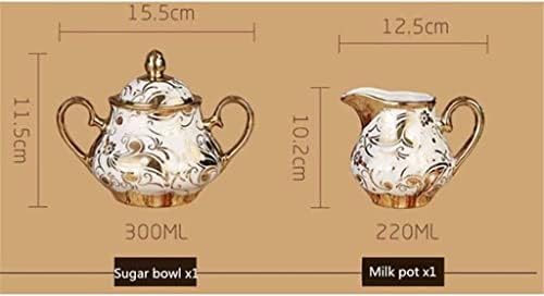 чайник, чайникът, керамичен чайник със златен модел, набор за приготвяне на чай и чаши, купа, лъжица, порцелан чашата за кафе, чайника в пакет (Цвят: C размер: както е п?
