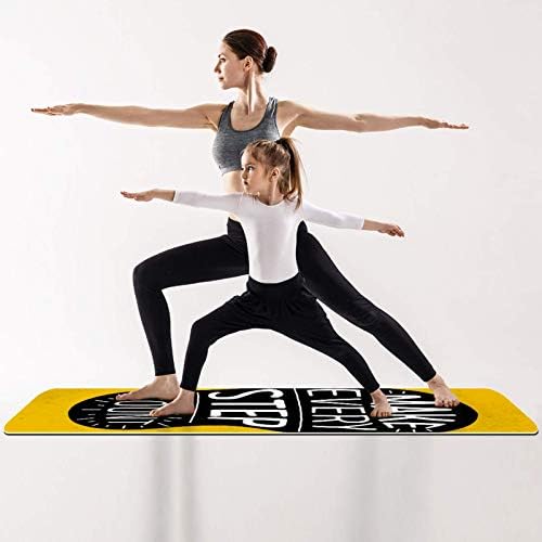 Дебел нескользящий килимче за йога Unicey за упражнения и фитнес 1/4 инча с жълто принтом Учитывай всяка стъпка за практикуване