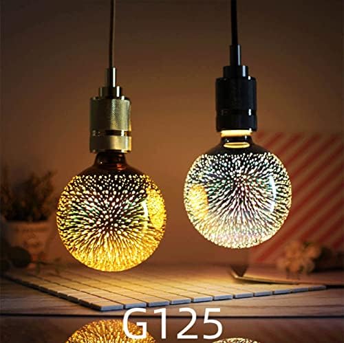 Комплект от 2 led лампи G125 3D Firework Мощност от 4 Вата, което се равнява На 40 W, Топло Бяла Led Декоративна лампа 2700K, Цокъл E26, AC85-265V от златисто стъкло, Декоративна лампа за пр