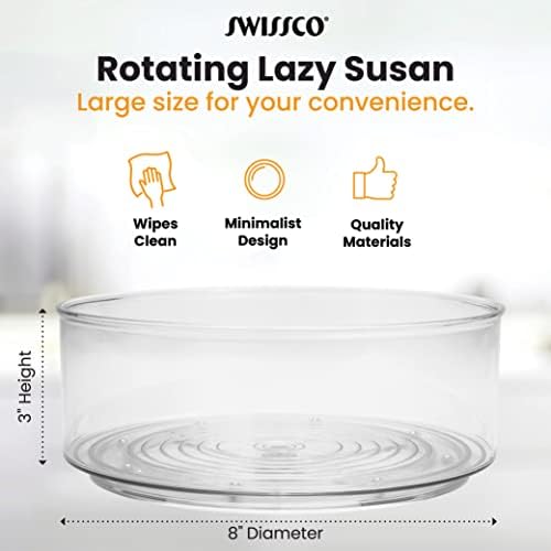 Пластмасови Въртящи плейър Swissco Clear the Lazy Susan Organizer за гардероба, Фризера, Килера, писмено, на бюрото или