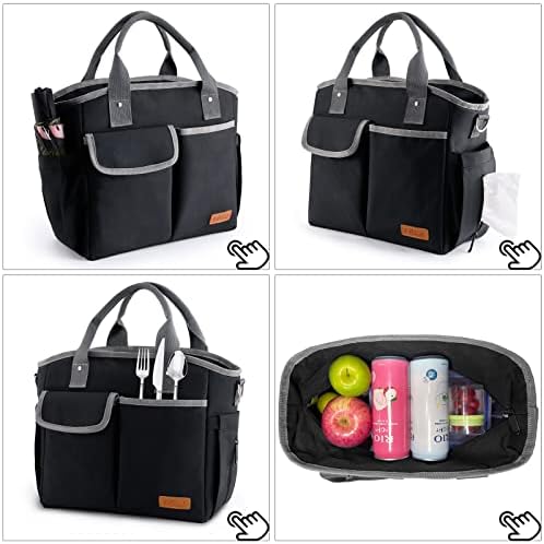Случайна чанта за обяд в грах, чанта-тоут за мъже и жени, за многократна употреба Фланец обяд-бокс с охладител или грелкой