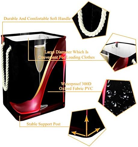 Домашен Тъмен Фон и червена Дамски Обувки със Стъкло 300D Оксфорд PVC, Водоустойчив Кошница за Дрехи, Голяма Кошница