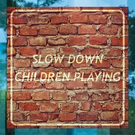 CGSignLab | Забави игра на децата - Илюзорен состаренный тухла, прилепени към прозореца | 16 x16