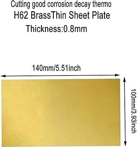 Латунная плоча Меден лист фолио H62 Латунная уплътнение С Плоска Фолио Дебелина на метал 0,8 мм, 3 бр. Латунная табела-Метална