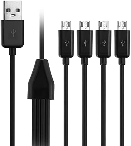 Кабел за зареждане Vrllinking Multi Micro USB, 4 в 1 USB 2.0 A за 4 конектор Micro USB-Кабел-сплитер Micro USB (черен 0,5 м)