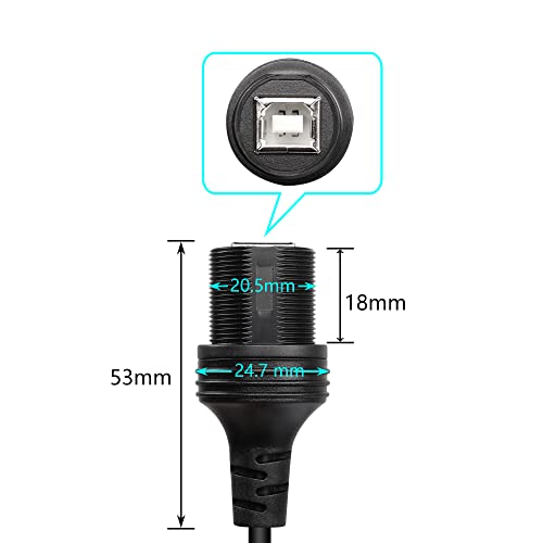 SinLoon USB 2.0 Type B, На 90 Градуса Наляво кабел за принтер, Водоустойчив Удлинительный кабел за автомобилни закрепване тип B Вълни, за арматурното табло на автомобила, лодк?