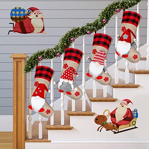 Коледни Чорапи Airyard, 4 опаковки - 18 Комплекти Коледни Чорапи с Джуджетата, Големи Персонални Чорапи с класически