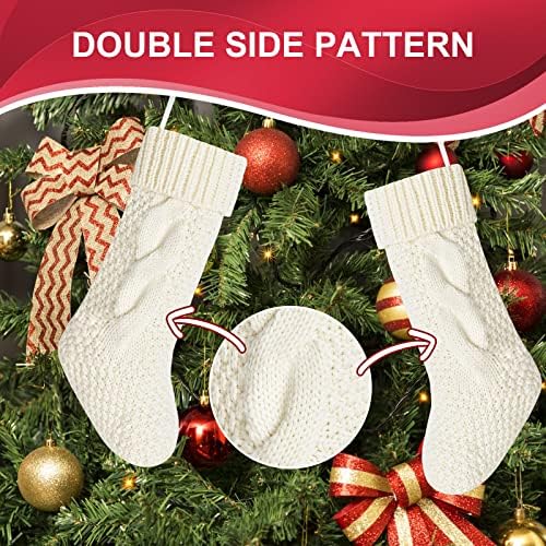 Kunyida Pack 2,14 Уникални Коледни Чорапи от трико с цвят на Слонова Кост Бял Цвят