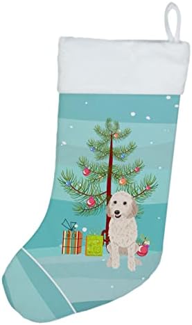Caroline's Treasures WDK3013CS Doodle Cream #3 Коледни Чорапи, чорапи за окачване на камината, Коледен Сезон, декорация за Партита, Семейни Празнични Украси,