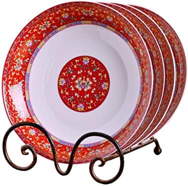 SDFGH 8/10 Инчов Китайската Червена чиния, Домашни Керамични чинии от Костен Порцелан, Реколта Посуда, Порцелан тава за готвене (Цвят: D, размер: 10 инча)
