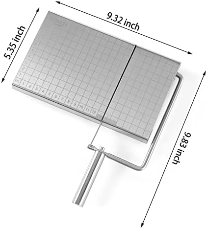 Нож за рязане на сирене от неръждаема стомана - Универсална дъска за рязане на сирена и хранителни продукти с острието 4 инча, 5 x 8 с точен мащаб размери за рязане на с