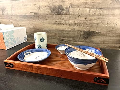 JapanBargain 1608, Дървени Сервировочная Чиния с дръжка, Правоъгълна Тава за Иконом, Поднос за закуска, Обяд, Bento,