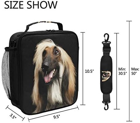 Афганистанската Хрътка Кучето Обяд Бокс, голяма пазарска чанта за многократна употреба Изолиран Училище Чанта-Хладилник