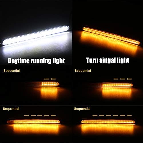2 елемента Универсален DRL LED Автомобилни Дневни Светлини Водоустойчива Лента на Фаровете Сериен Бял Жълт мигач Дневна светлина (6,1 инча)