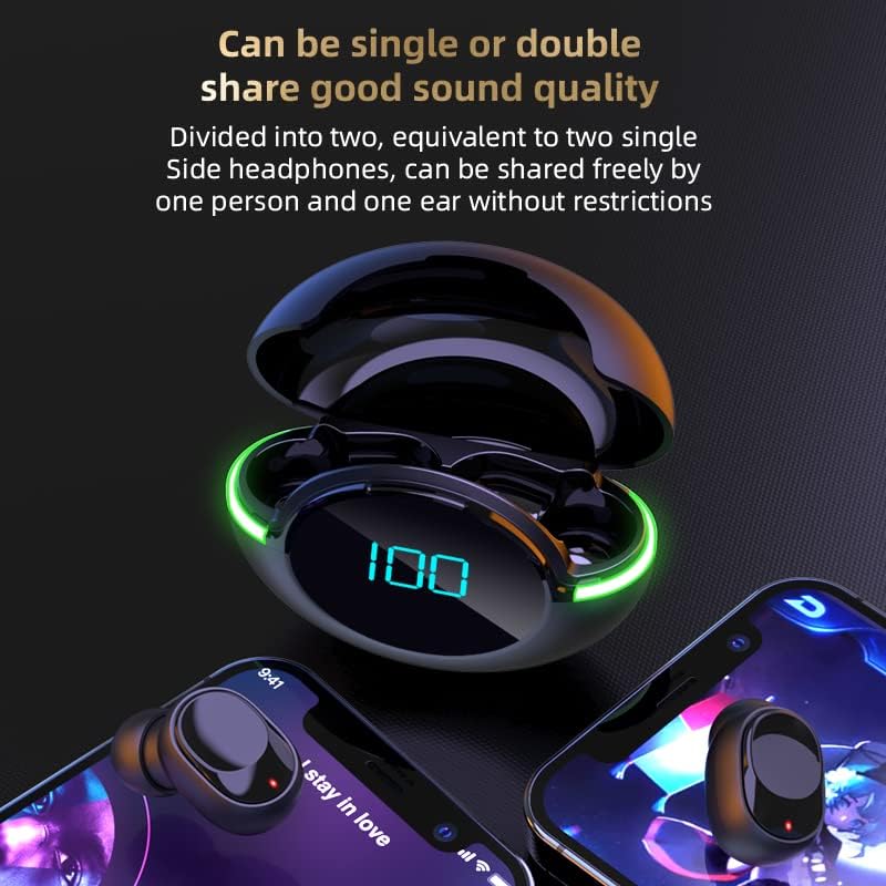 Тези безжични слушалки Bluetooth 5.3 Слушалки със Сензорен контрол и калъф за безжично зареждане на IPX4 Водоустойчив