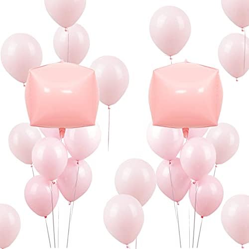 Eanjia 42 бр. Комплект балони в пастелни тонове, 2 броя 15-инчов балони от Mylar Macaron Cube 40 бр. на 10-инчов Балони