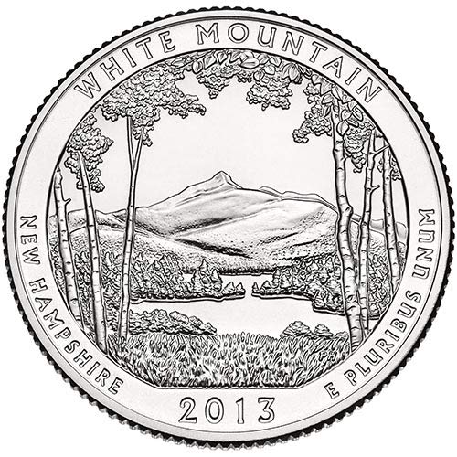 2013 S Плакированный Уайт Маунтин Ню Хемпшир Национален гора NP Quarter Choice, Без да се позовават на Монетния двор