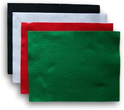 Набор от правоъгълници от филц за бродерия - 4 карата - Коледни цветове