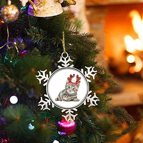 Домашен любимец с Коледни Декорации във формата на Рога, Метално Украшение За Котки с Коледа, Котка с Орнаменти във формата