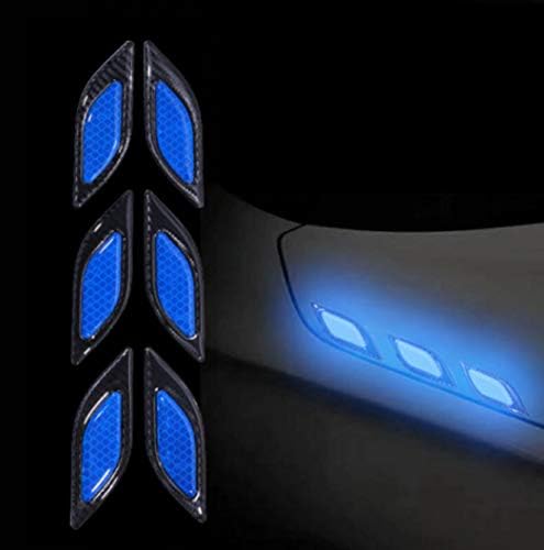 TRUE LINE Кола карбоновое влакна, светоотражающая тампон на врати крило, тампон на формоване, 6 бр. (вътрешен синьо)
