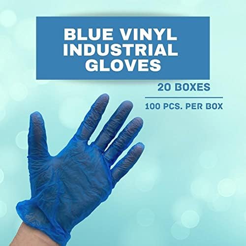Винилови ръкавици PSBM, сини, среден размер, брой 2000 парчета, ръкавици за еднократна употреба без прах и латекс