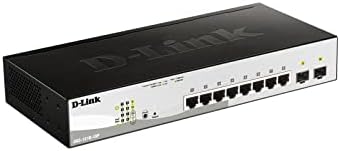Комутатор D-Link PoE+, 8 10-port интелигентен сайтът се поддържа на ниво 2 + Gigabit Ethernet с 2 гигабитными порта SFP и бюджет PoE 65 W (DGS-1210-10P)