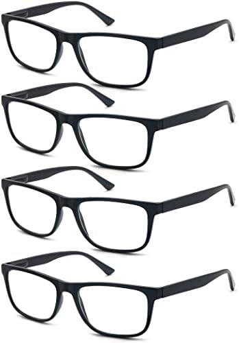 Очила за четене OLOMEE 1,75 Големи Големи Квадратни Мъжки Ридеров в Черна Рамка, 4 опаковки, Удобни и Леки Очила за четене
