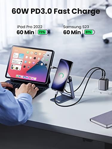 UGREEN USB C-USB кабел C 2-Pack 60W PD 3.0 Кабел за бързо зареждане, който е съвместим с Samsung Galaxy S23/22/Z Fold / Z Flip, Google Pixel 7 /6A MacBook Pro 2022, iPad Pro 2022, PS5, Switch и др 1,6 метра