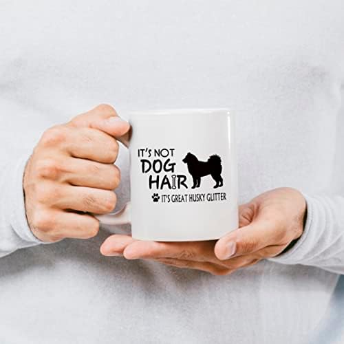 GICHUGI Това Не е Кучешка Козина, това е Страхотна Керамична Чаша с пайети Хъски-11 Грама, Забавно Куче Кафеена Чаша за Чай С Мляко, Подаръци За Любителите на Кучета, Майк