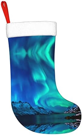 PSVOD Северно сияние Коледни декоративни чорапи за Коледа, окачени коледни чорапи