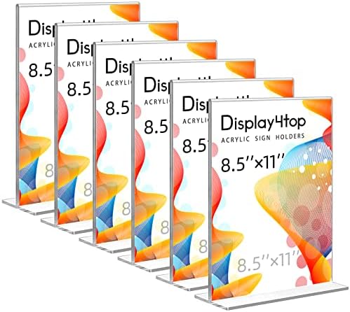 Display4top 6 Опаковки с долно Оттичане Акрилни Титуляр за Постери и 6 Опаковки Странично Прозрачен Тенис на Дисплея