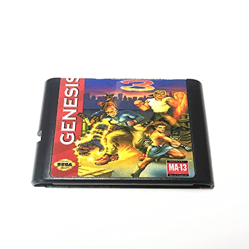 Кралски ретро игри касета Streets Of Rage 3в1 за Sega Genesis Mega Drive 16-Bit за PAL и NTSC (черен)