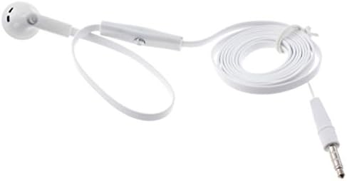 Плоски кабелни слушалки, Монофонични слушалки с микрофон, слушалки с един вложка [3,5 мм] [Бял], за Boost Mobile LG Stylo