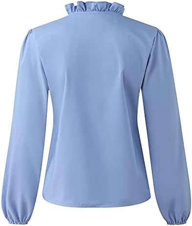 Работна Риза С Рюшами, Дамски Пролетни Тениски с дълъг ръкав, Ежедневни Блузи С V-образно деколте, Свободни Блузи Големи