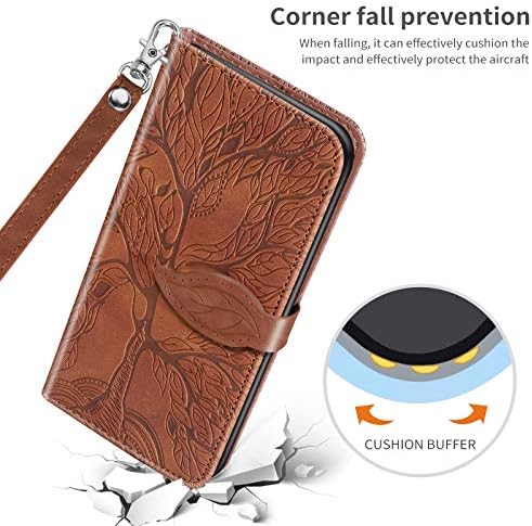 Gopirus е Съвместим с Samsung Galaxy S9 Плюс Чанта-портфейл, чанта за Носене-за награда от изкуствена кожа с релефно под формата на Дърво, Флип калъф-книжка с Притежателите на к