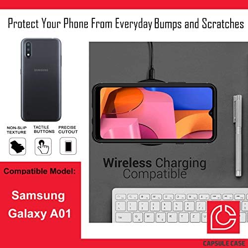 Калъф Ohiya е Съвместим с Galaxy А01 [Хибриден трансформатор, Ударопрочная поставка, черен калъф с клипс за колан за Samsung Galaxy А01 на всички мобилни оператори (черно бели зве?