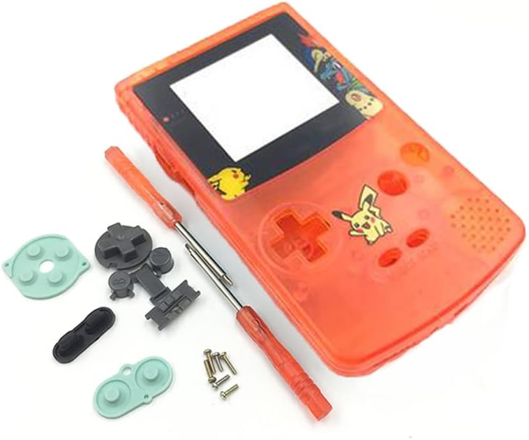 Пълно Тяло Калъф-панел с Бутони Комплект Гумени Облицовки Отвертки Инструменти за Смяна на конзола за игри Gameboy Color GBC (Оранжево PKQ)