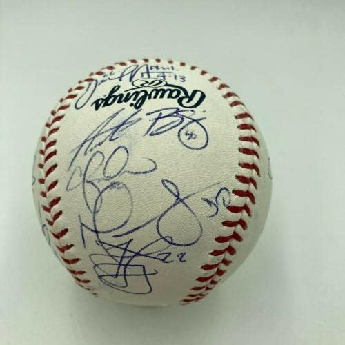 2012 Отбор Бостън Ред Сокс Подписа бейзболни топки Мани Рамиреса и Дъстин Педроя с ДНК PSA - Автограф