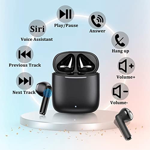 Безжични Слушалки GVOVG, Безжични Слушалки Bluetooth 5.0 Hi-Fi Стерео, PX7 Водоустойчив, Автоматично сдвояване, Сензорно управление с зарядно калъф, Безжични Слушалки за iPhone / An