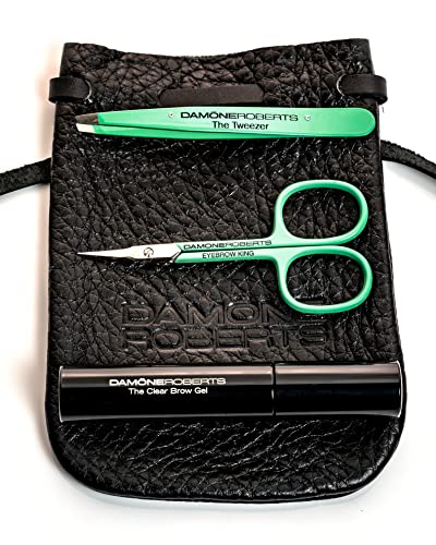 Комплект за вежди Damone Center Essentials | Комплект Трио Brow, състоящ се от Прозрачен гел за вежди, Пинсети и ножици за вежди | Козметичен подарък за мъже или жени | Без жестокос