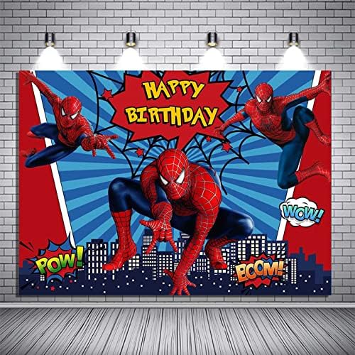 Спайдърмен Снимки Декори Супергерой Града на Темата за Снимка Фон Деца честит Рожден Ден на Човек-Паяк Украса на Торта Маса Банер 7x5ft