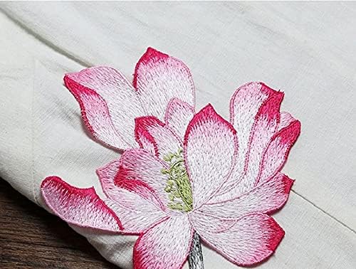 Красива нашивка под формата на цветето Лотос, Елегантна Бродирана Апликация във формата на Цвете Лотос за Дрехи, Раници,