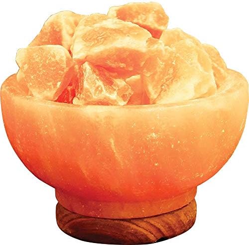 Лампа Pure Himalayan Salt Works Natural Fire Купата с парчета от чиста сол, розови кристали и солна лампа Bowl, включва лампа с мощност 15 W и 6-крак кабел с превключвател, с тегло 6,5-9 кг.