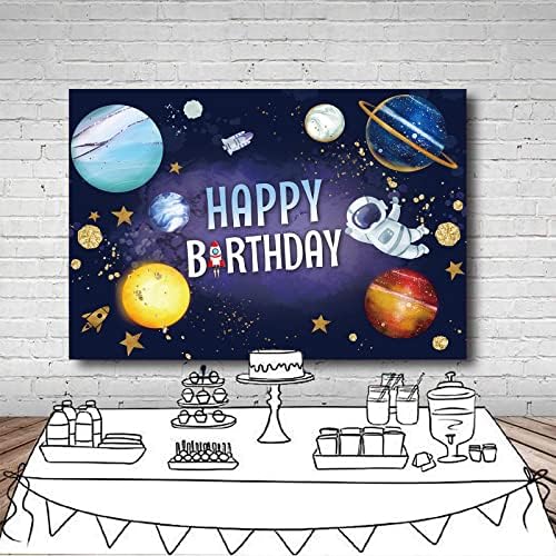 5x3ft Космически Фон за Момчета Космическа Тема честит Рожден Ден на Фона на Банер Galaxy Астронавт Украса за Парти в