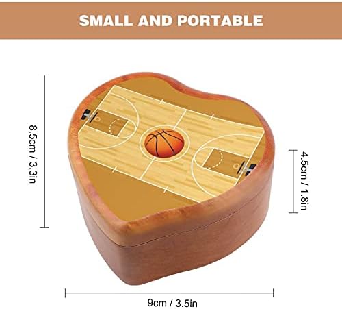 Баскетболно игрище Nudquio с Баскетболна Дървена Музикална Кутия във Формата На Сърце, Калъф за Музикални Шкатулок, Подаръци