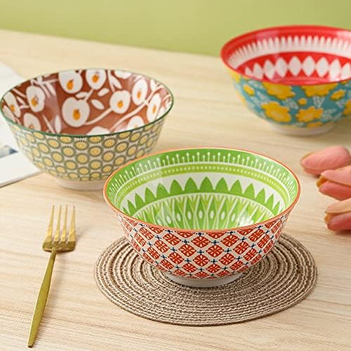 Комплект порцеланови мисок за супа и люспи - Керамични купички за кухня 23 грама - 6 Комплекта скъп мисок с цветно изображение