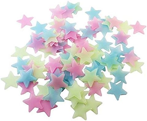 senlinlv 100 бр 3D Звезди Светят в Тъмното Светещи Стикери за Стена за Декорация на Детска Стая у Дома в Хола (Розов)