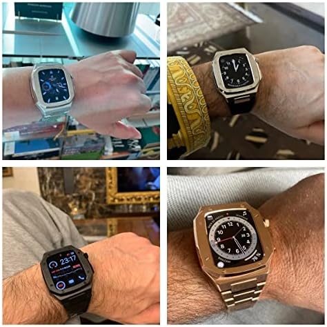 Каишка от неръждаема Стомана KAPPDE за Apple Watch Band 44 мм, Метални Въжета за iWatch Series 8 7 6 SE 5 4 44 мм Луксозен Каишка за часовници от благородни метали